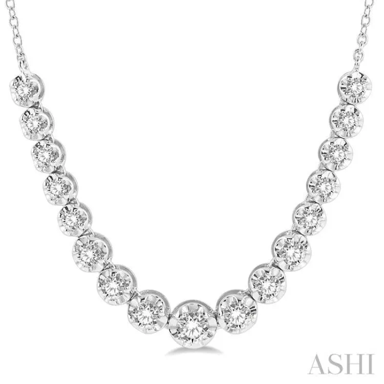 1 ctw Round Cut Diamond Illusion Necklace in 10K White Gold