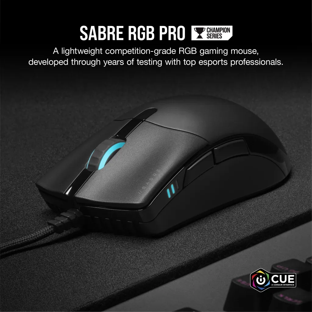 [12月聖誕優惠] Corsair SABRE RGB PRO CHAMPION SERIES Ultra-Light FPS/MOBA Gaming Mouse CH-9303111-AP