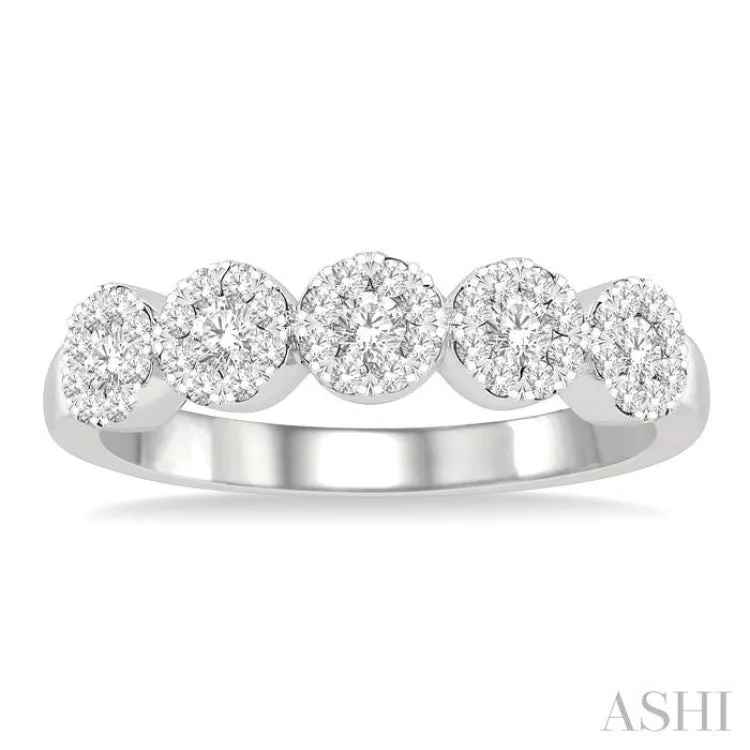 1/2 ctw 5-Stone Lovebright Round Cut Diamond Ring in 14K White Gold