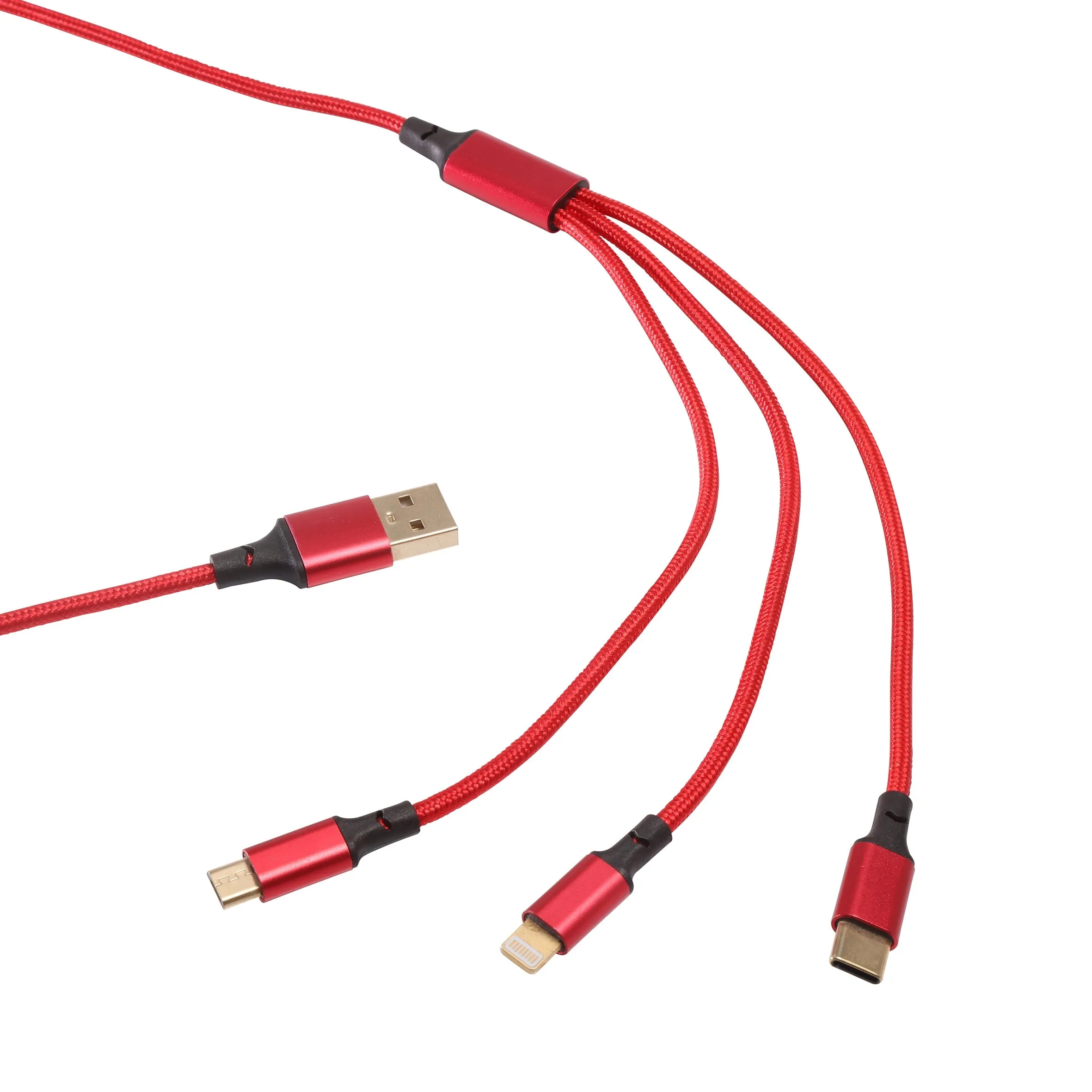 1.2M Braided 3 in 1 Charging Cable