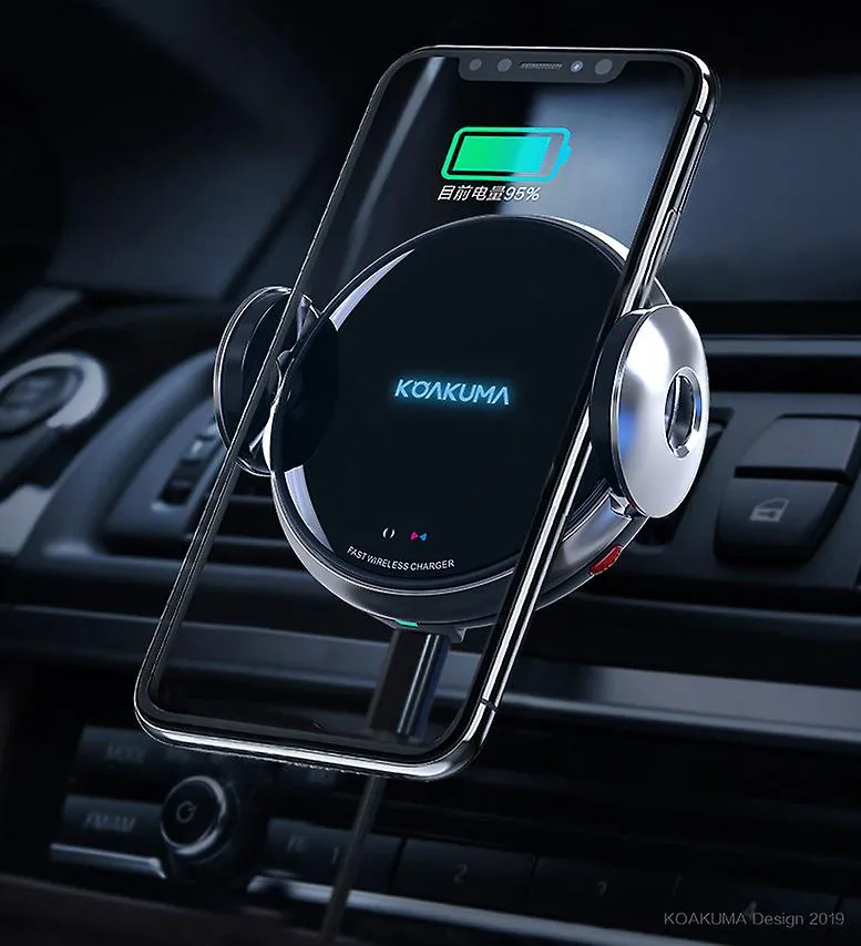 15W Wireless Qi Car Charger Phone Holder Infrared Sensor For 4.5in-6.5In Phones AZ13712