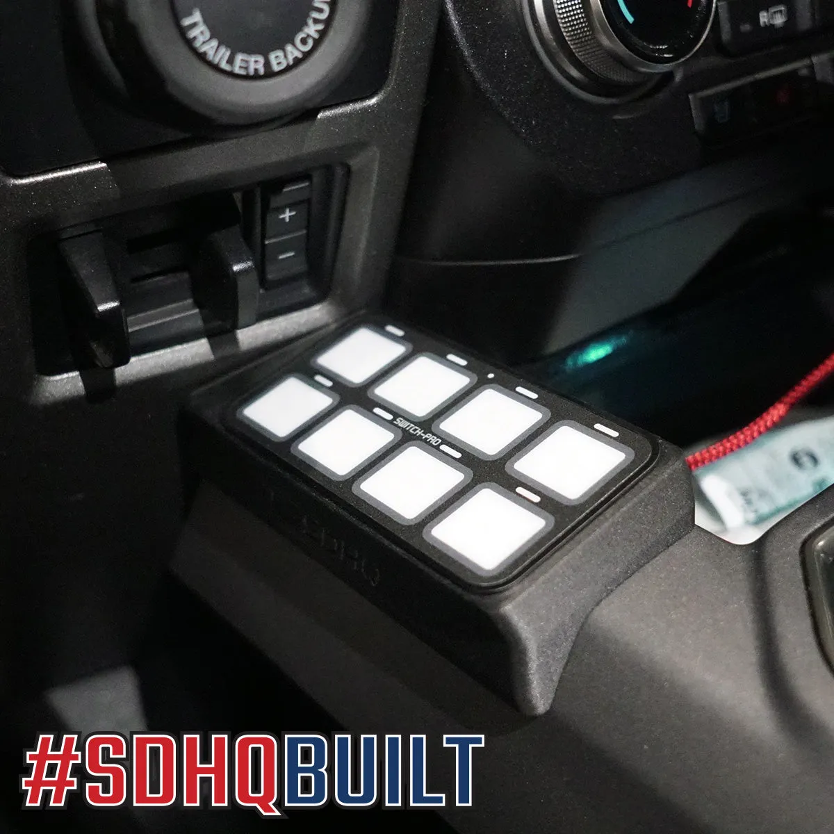 '17-22 Ford F250/350 SDHQ Built Switch Pros SP-9100 Flow Through Center Console Keypad Mount