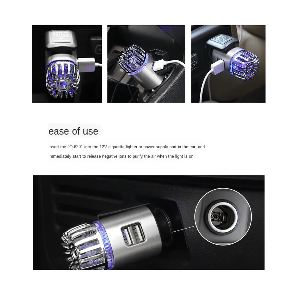 2 In 1 Smart Portable USB Vehicle Car Charger and Airpurifier