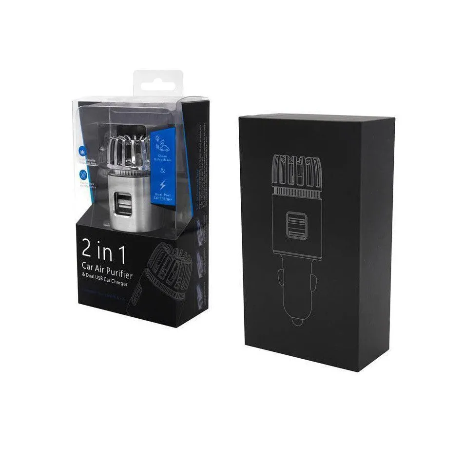 2 In 1 Smart Portable USB Vehicle Car Charger and Airpurifier