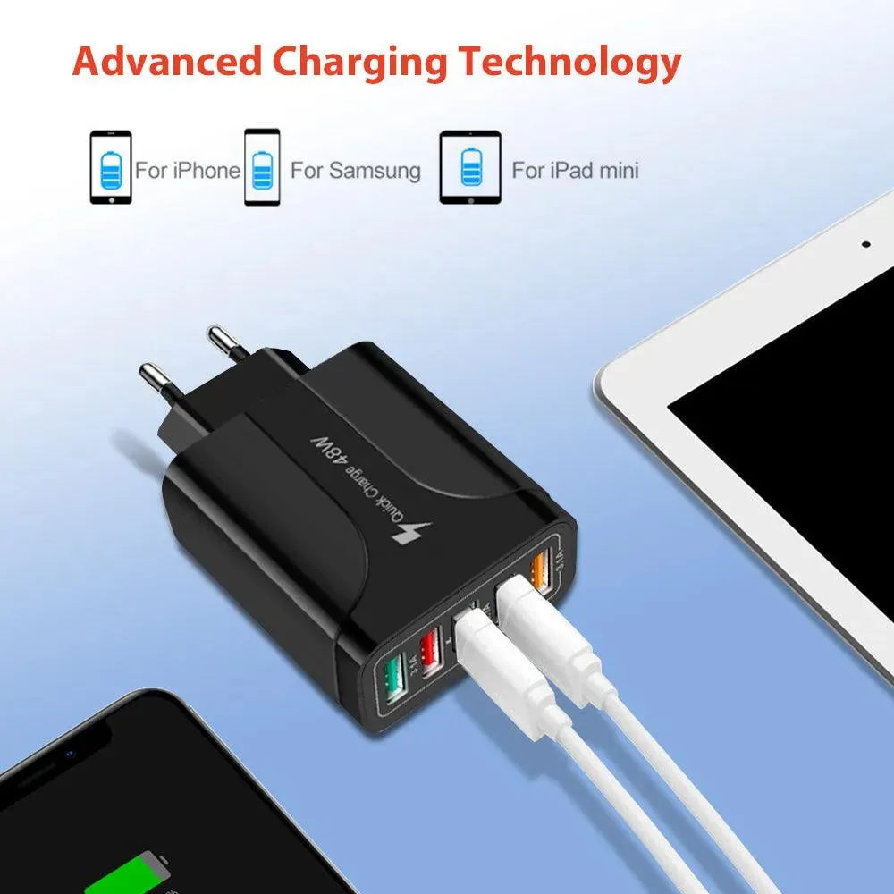 2 Pack PBG 5 Port Wall Charger Charge 5 Devices at Once!