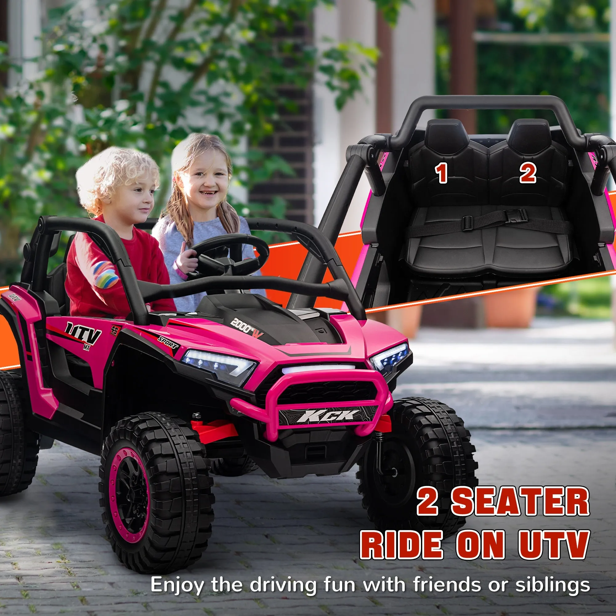 2 Seater 24V 7AH Ride on Truck w/ Spring Suspension - Pink