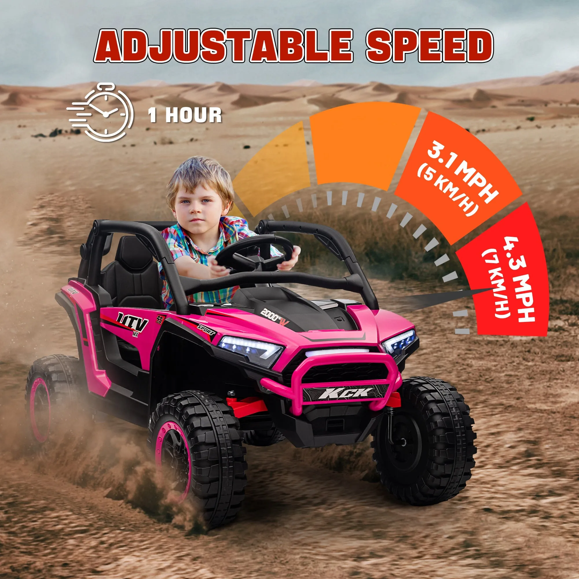 2 Seater 24V 7AH Ride on Truck w/ Spring Suspension - Pink