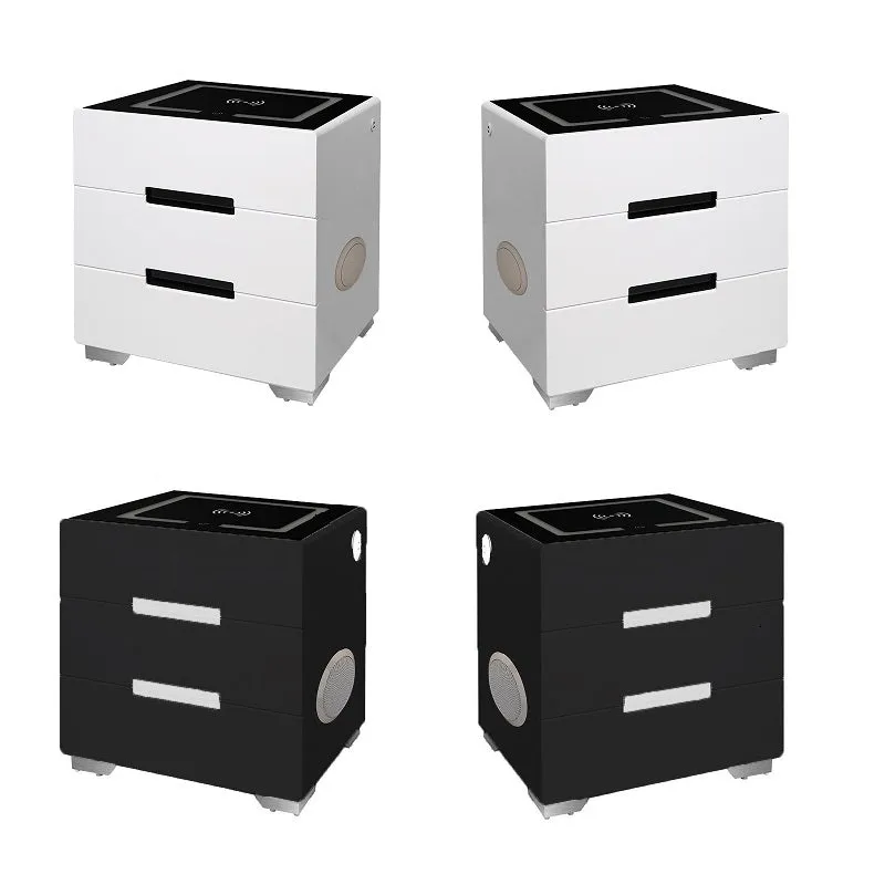 2024 Smart Bedside Tables Bluetooth Speaker Side 3 Drawers Wireless Charging USB Nightstand LED  AU