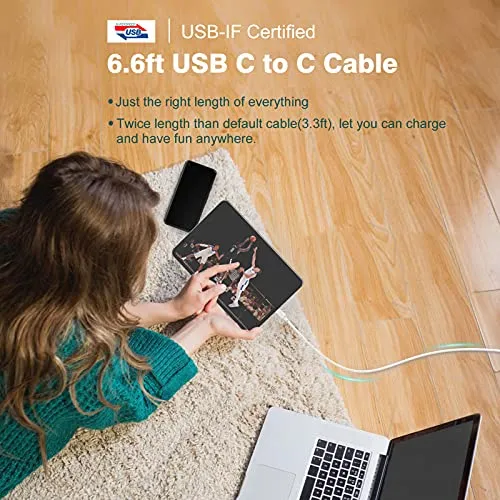 20W USB C Charger for iPad Pro 12.9/11 inch 2021 2020 2018, iPad Mini 6, iPad Air 4, Google Pixel 6 6Pro 5 4 3 2 XL 3A 4A, LG, Galaxy, Fast Power Adapter Block, Wall Plug, Foldable, LED, 6.6ft Cable