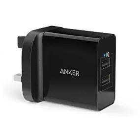 ^24W Wall Charger 2-Port Uk Black