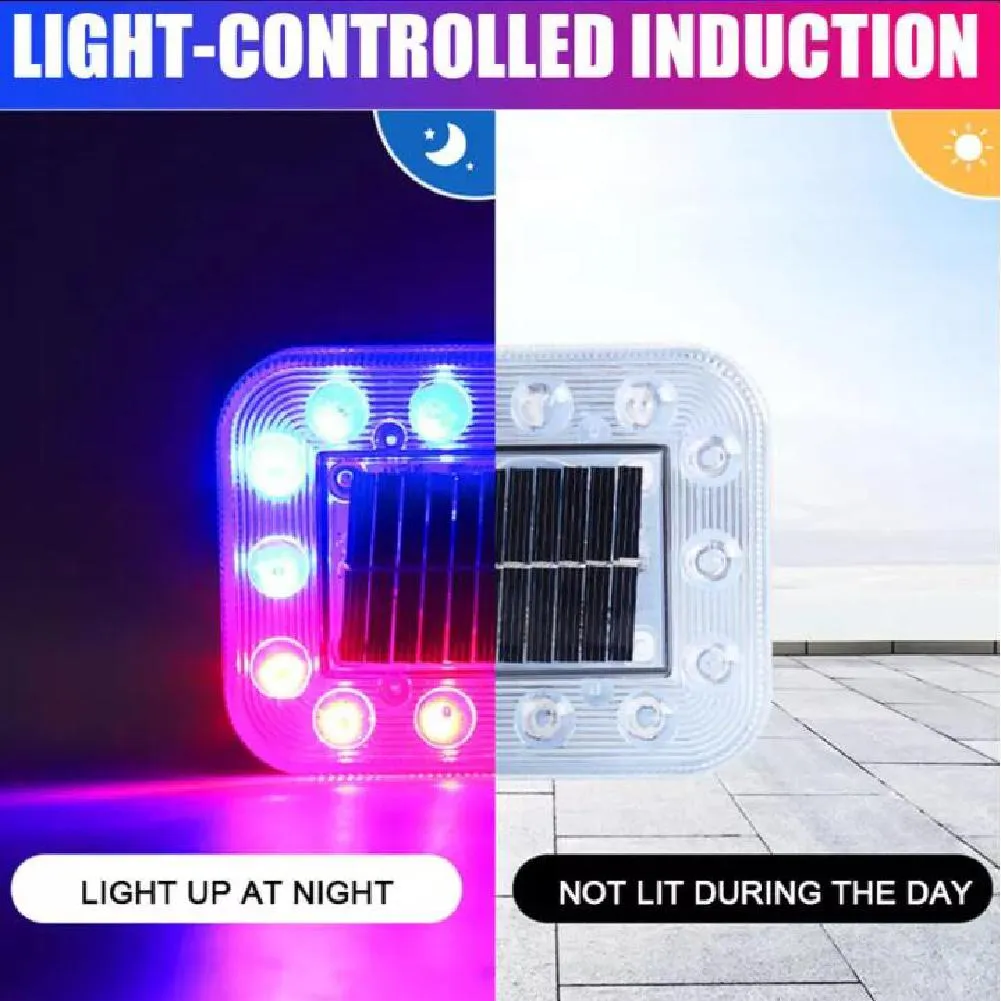 2PCS anti-tail strobe Light Warning Light Flashing Taillight Truck Lamp Seven Color Waterproof for Magnet Switch Solar Energy