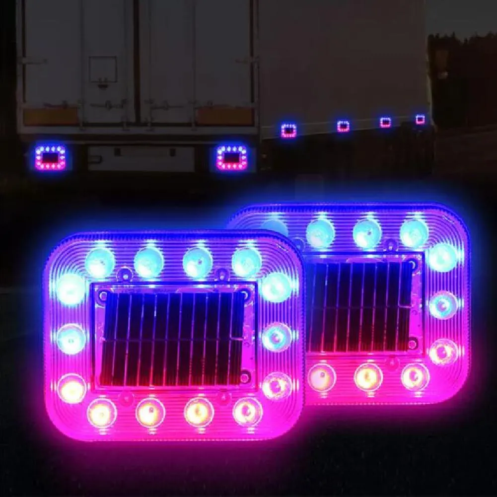 2PCS anti-tail strobe Light Warning Light Flashing Taillight Truck Lamp Seven Color Waterproof for Magnet Switch Solar Energy