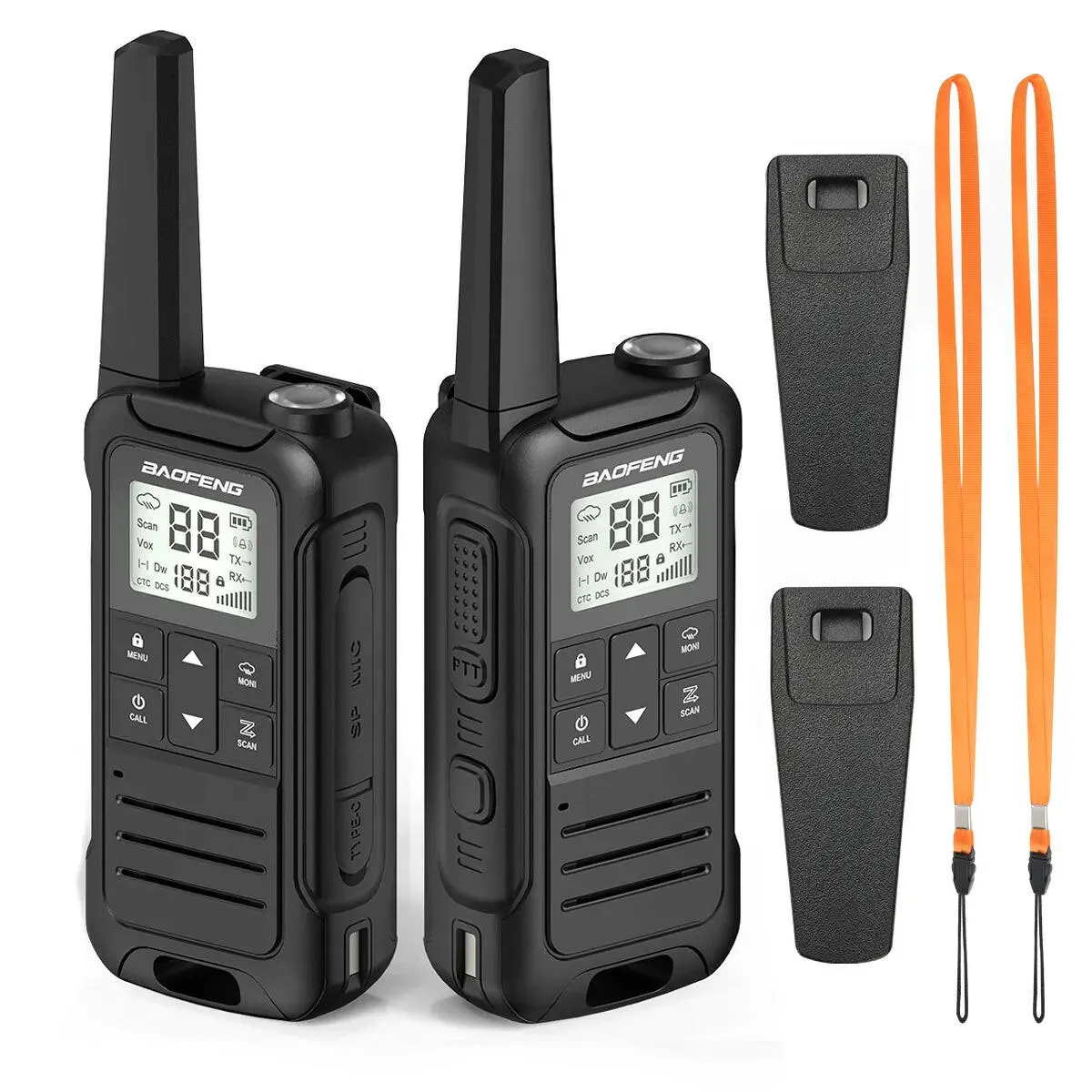 2Pcs Baofeng F22 PMR446 FRS Mini Walkie Talkie Licence-free Portable VOX Type-C Charger Long Range 2-Way Radio for Camping Hotel