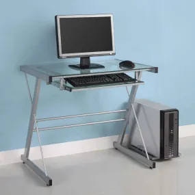 31" Modern Computer Desk - Sleek Glass Top & Durable Steel Frame for Stylish Home Office Setup