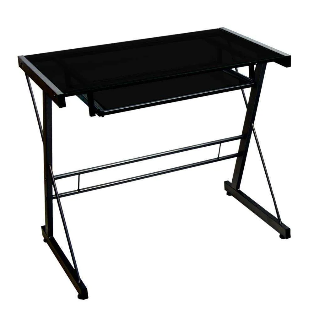 31" Modern Computer Desk - Sleek Glass Top & Durable Steel Frame for Stylish Home Office Setup