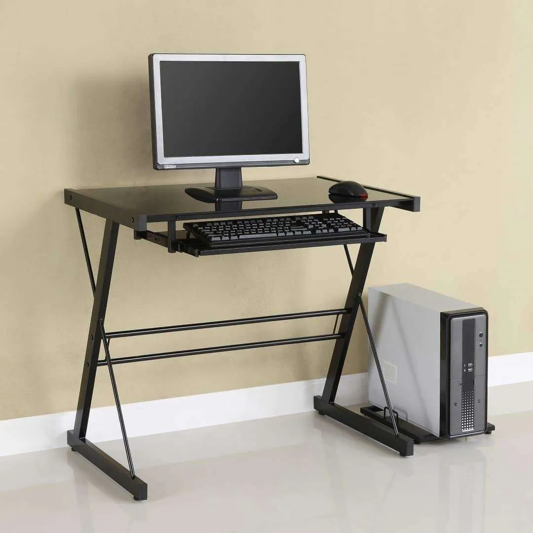 31" Modern Computer Desk - Sleek Glass Top & Durable Steel Frame for Stylish Home Office Setup