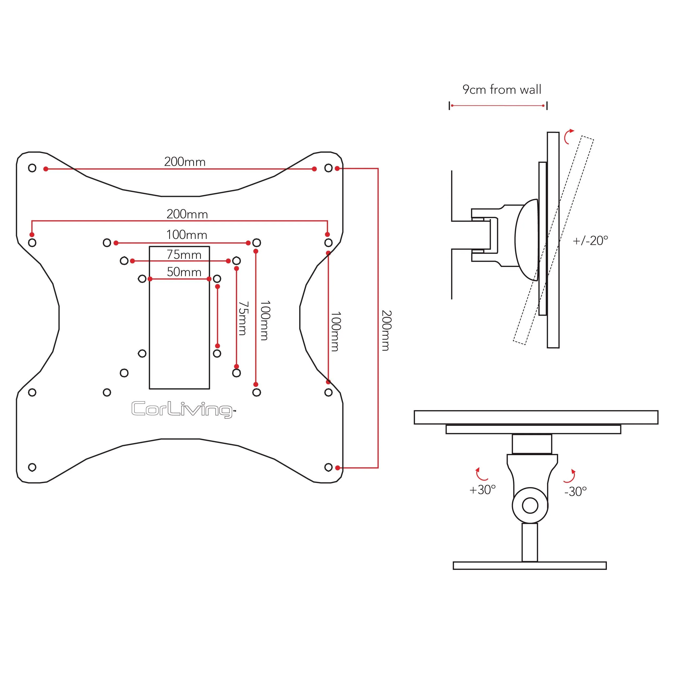 32 inch TV Wall Mount, 18" - 32" TVs