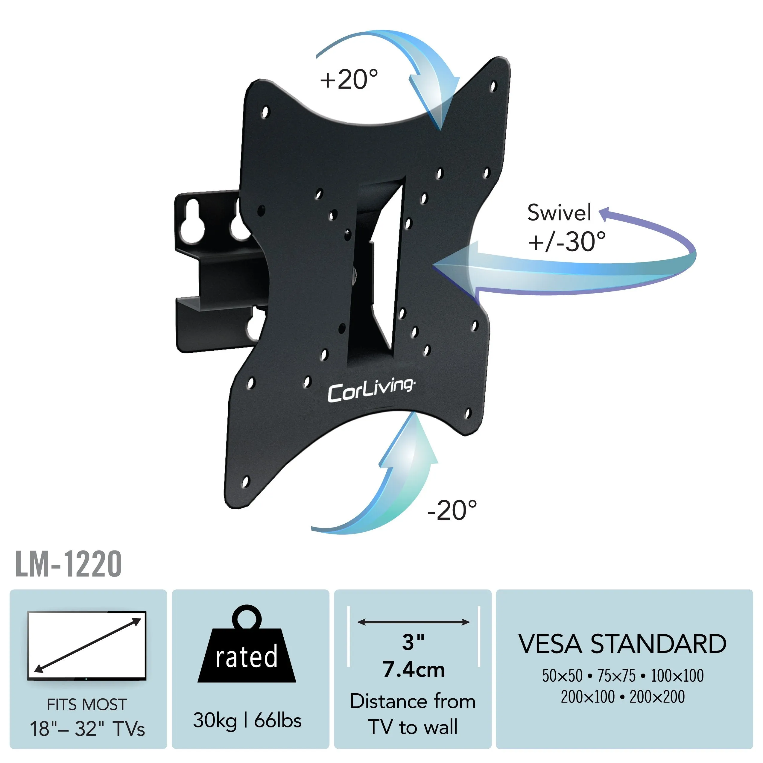 32 inch TV Wall Mount, 18" - 32" TVs