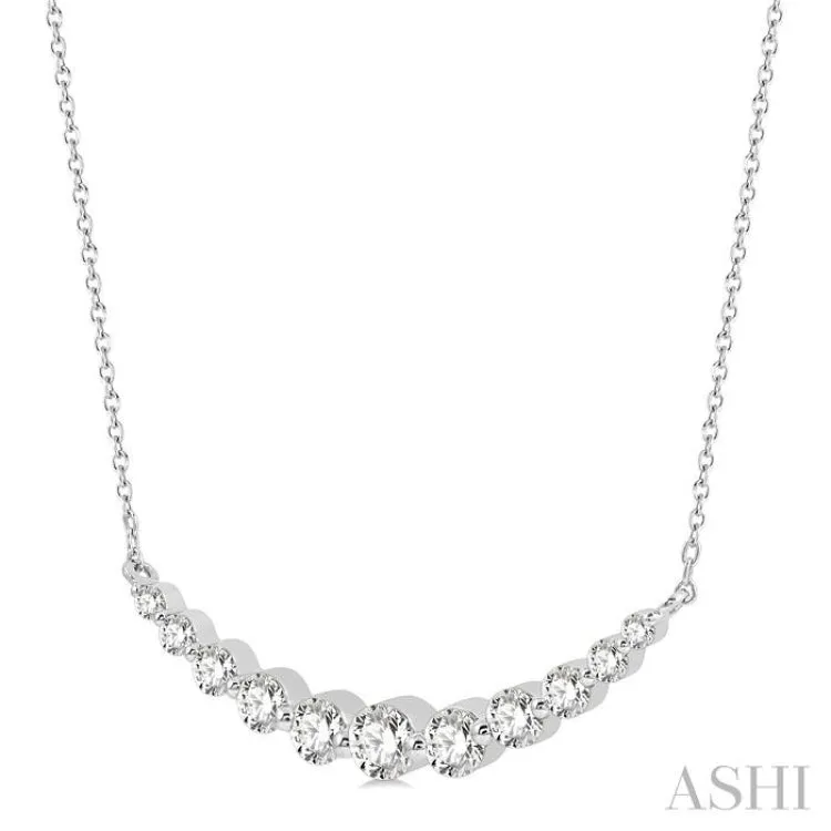 3/4 ctw Diamond Smile Necklace in 14K White Gold