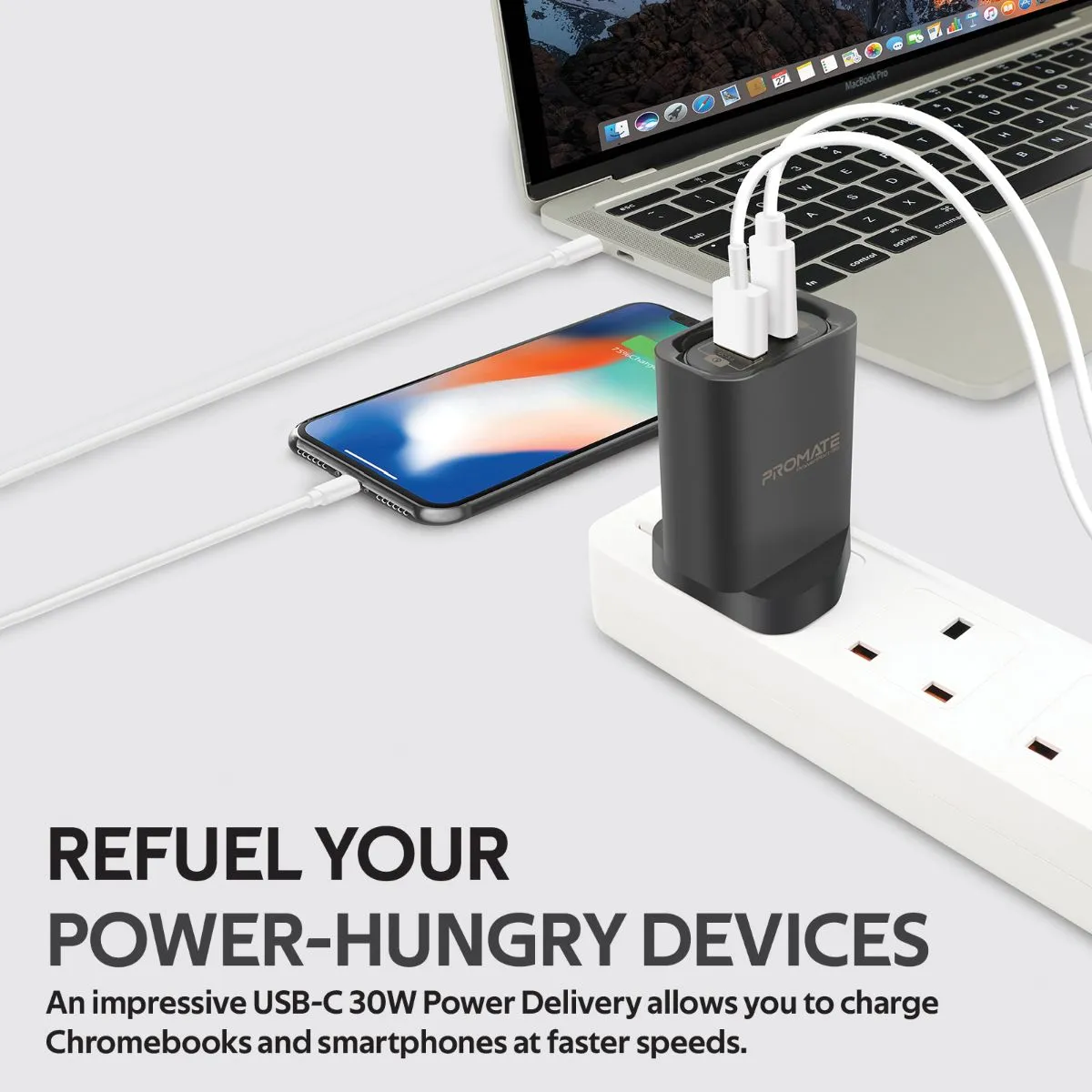 36W Super Speed Wall Charger with USB-C Power Delivery and Quick Charge 3.0