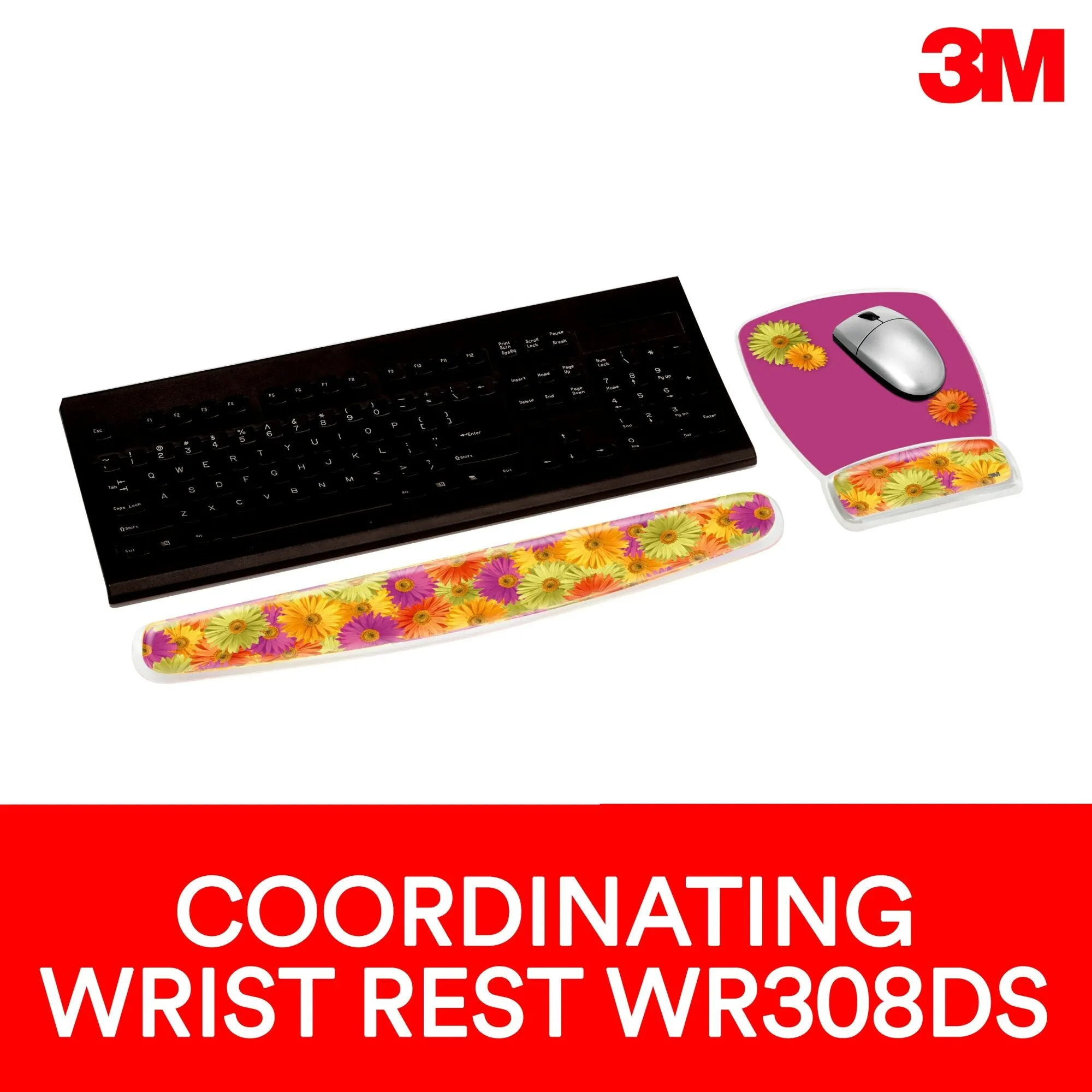 3M Gel Mousepad Wristrest MW308DS, Compact Size, Clear Gel DaisyDesign