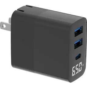 4XEM 30W Wall Charger Triple Output w/ display - Black