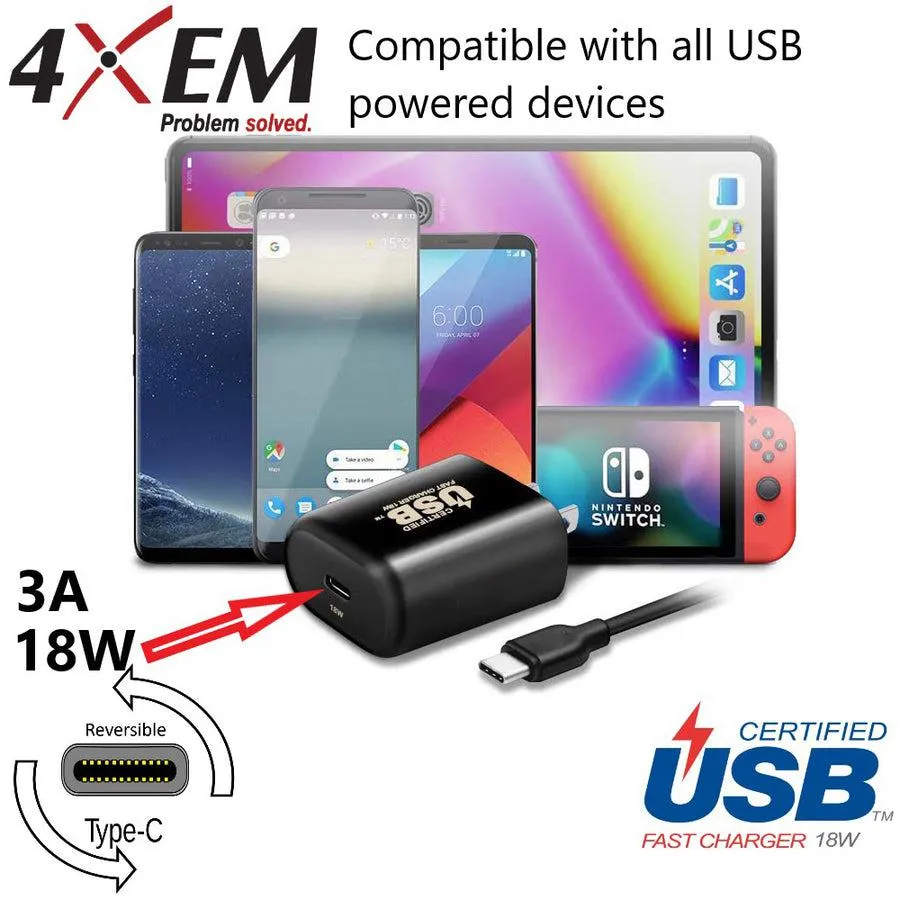 4XEM USB-C Wall Charger BLACK 4XUSBCCHARGER