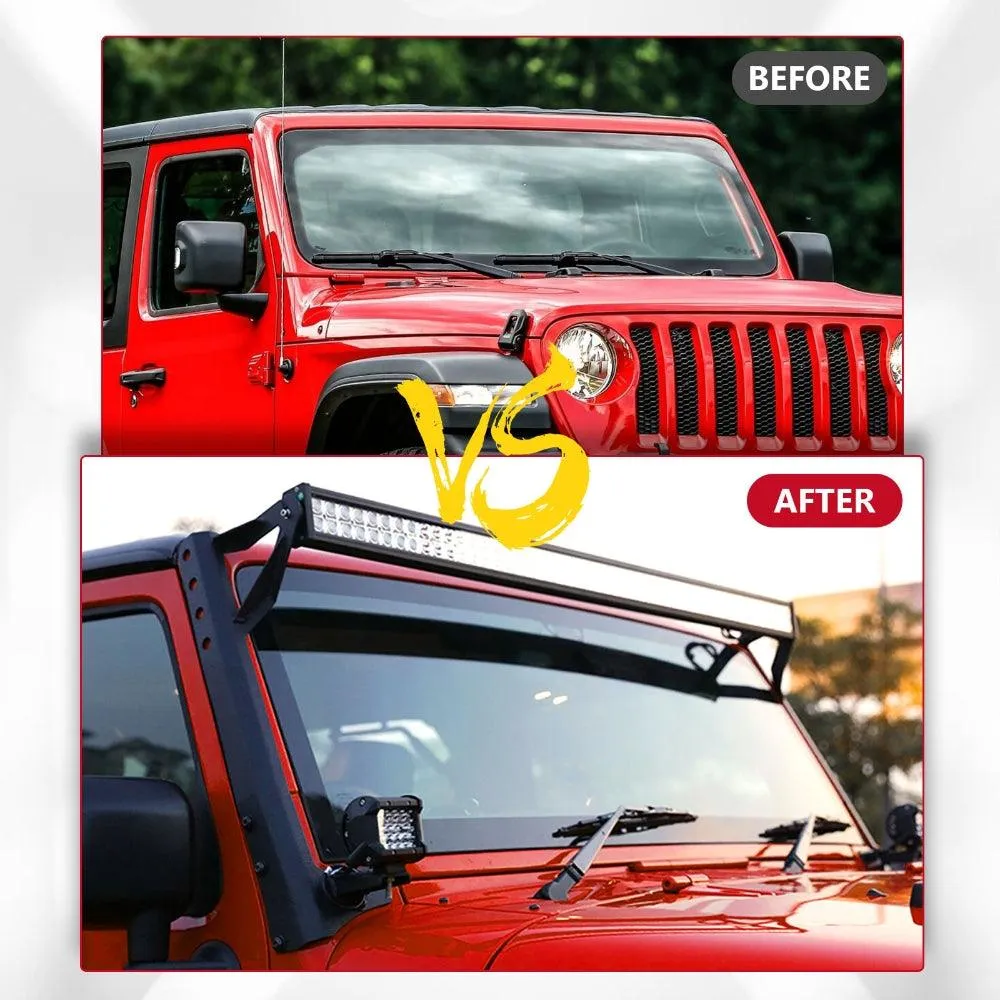 52" Straight Light Bar 2 IN 1 Design Windshield Mounting Brackets for 2007-2017 Jeep Wrangler JK