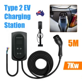 7kW 1 Phase EV Charging Station w/ App, Protection, LCD Display