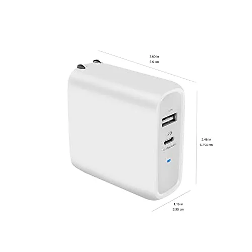 Amazon Basics 30W One-Port GaN USB-C Wall Charger with Power Delivery PD for Tablets & Phones