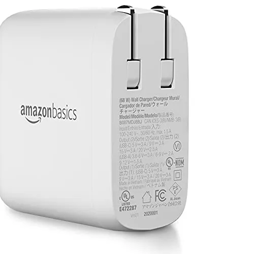 Amazon Basics 30W One-Port GaN USB-C Wall Charger with Power Delivery PD for Tablets & Phones