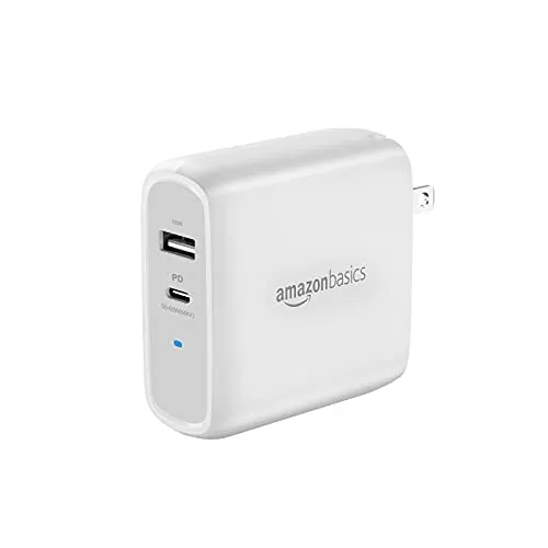 Amazon Basics 30W One-Port GaN USB-C Wall Charger with Power Delivery PD for Tablets & Phones