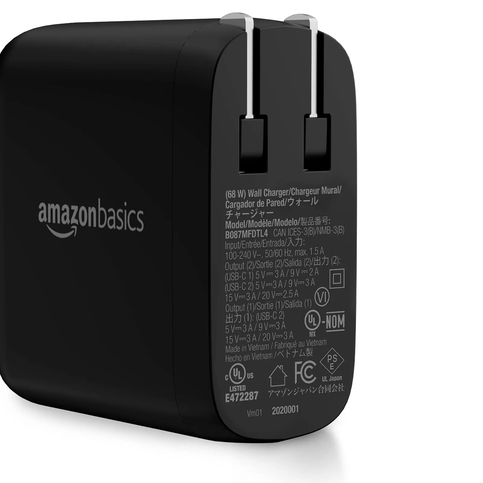 Amazon Basics 30W One-Port GaN USB-C Wall Charger with Power Delivery PD for Tablets & Phones