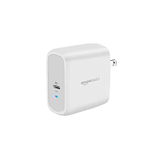 Amazon Basics 30W One-Port GaN USB-C Wall Charger with Power Delivery PD for Tablets & Phones