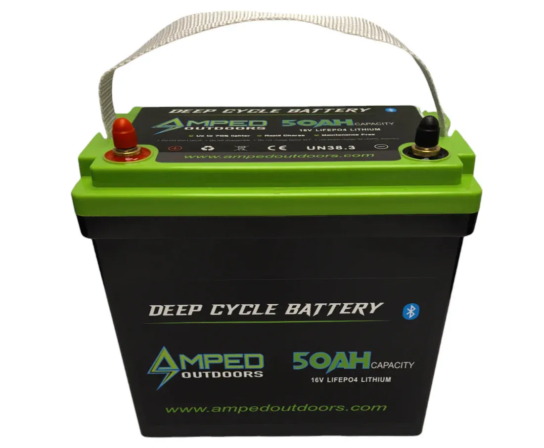 Amped Outdoors LiFePO4 Battery  | Nominal Capacity 50Ah | Nominal Voltage 16V | With On board Charger