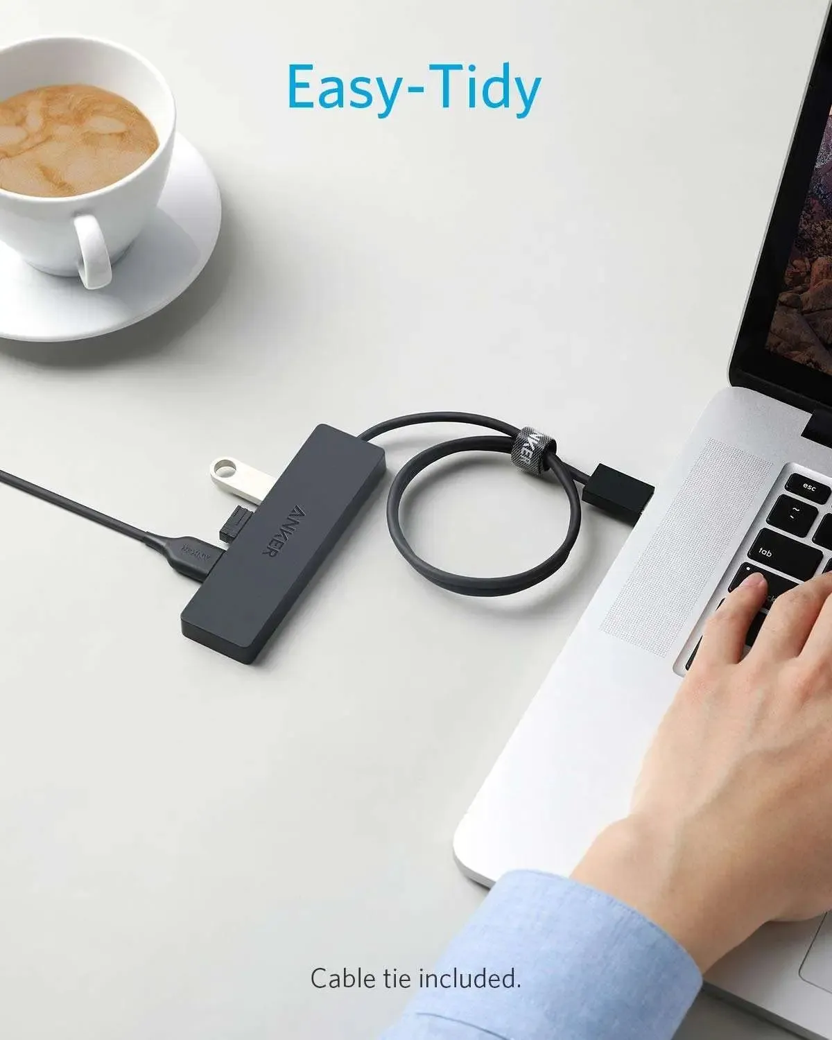 Anker 4-Port USB 3.0 Hub, A7516 Ultra-Slim Data USB A Hub with 2 ft Extended Cable [Charging Not Supported], for MacBook, Mac Pro, Mac Mini, iMac, Surface Pro, XPS, PC, Flash Drive, Mobile HDD