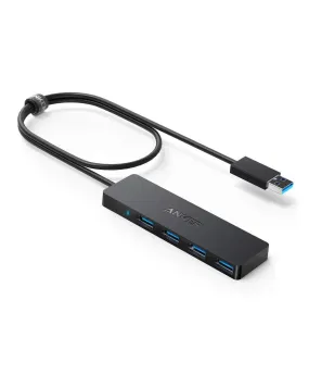 Anker 4-Port USB 3.0 Hub, A7516 Ultra-Slim Data USB A Hub with 2 ft Extended Cable [Charging Not Supported], for MacBook, Mac Pro, Mac Mini, iMac, Surface Pro, XPS, PC, Flash Drive, Mobile HDD