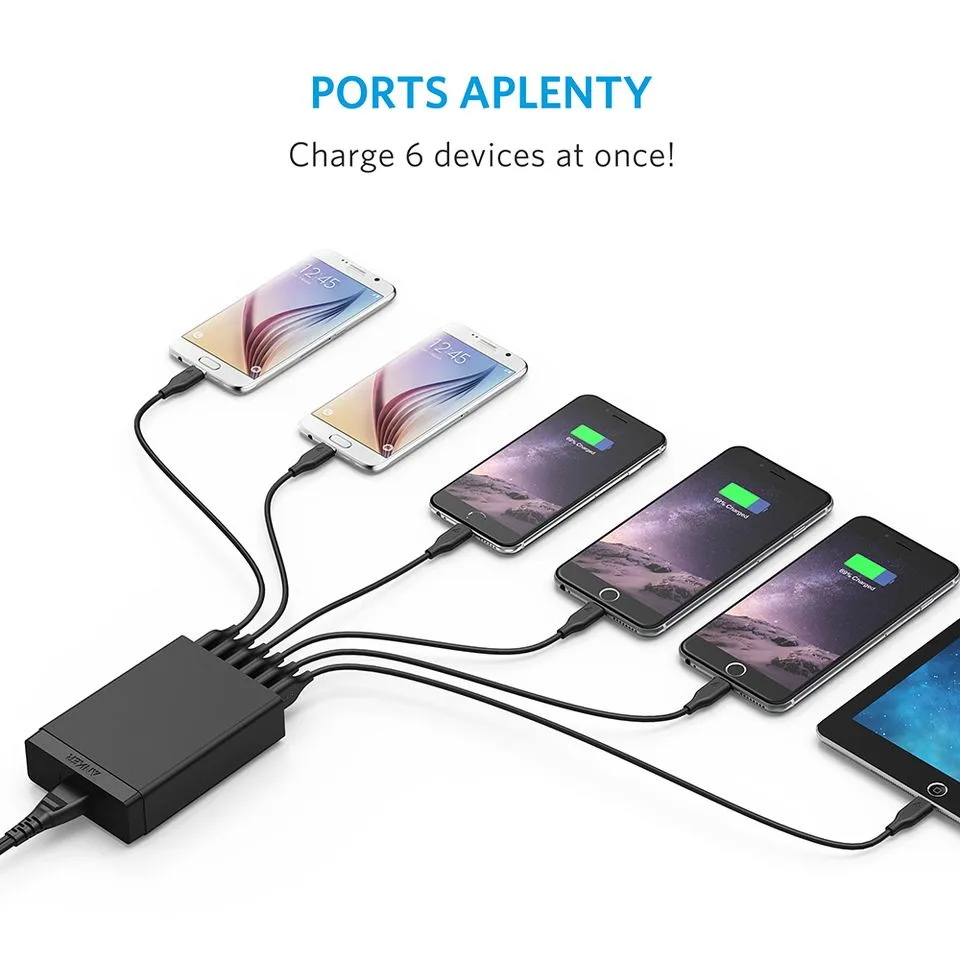 Anker PowerPort 6 60W 6-Port USB Wall Charger