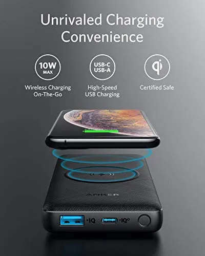 Anker Wireless Power Bank 10,000mAh, PowerCore III 10K Wireless Portable Charger with Qi-Certified 10W Wireless Charging and 18W USB-C Quick Charge for iPhone 12,Mini, Pro, iPad, AirPods, and More