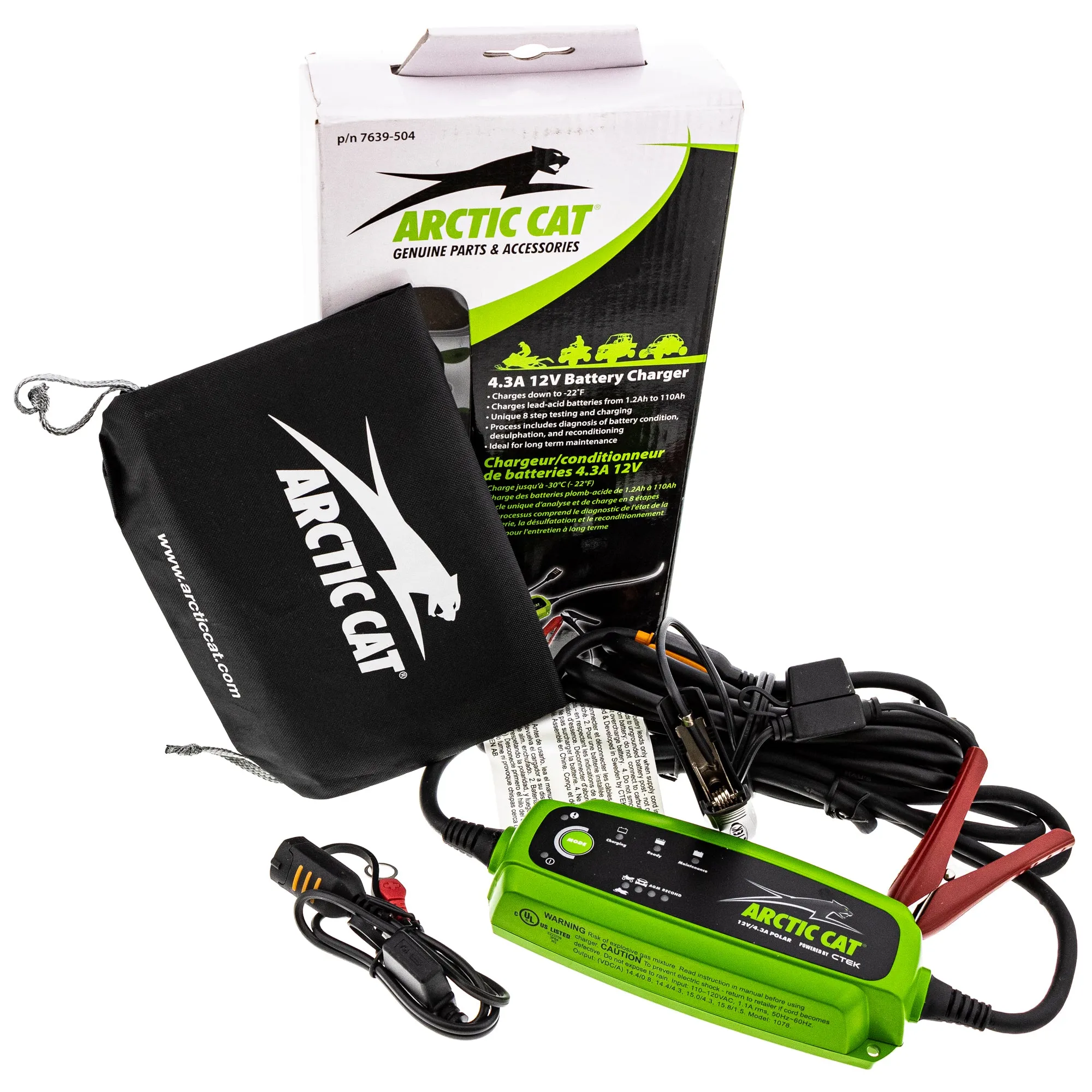 Arctic Cat 7639-504 Battery Charger 12-Volt 4.3A Multiple Modes Spark Free