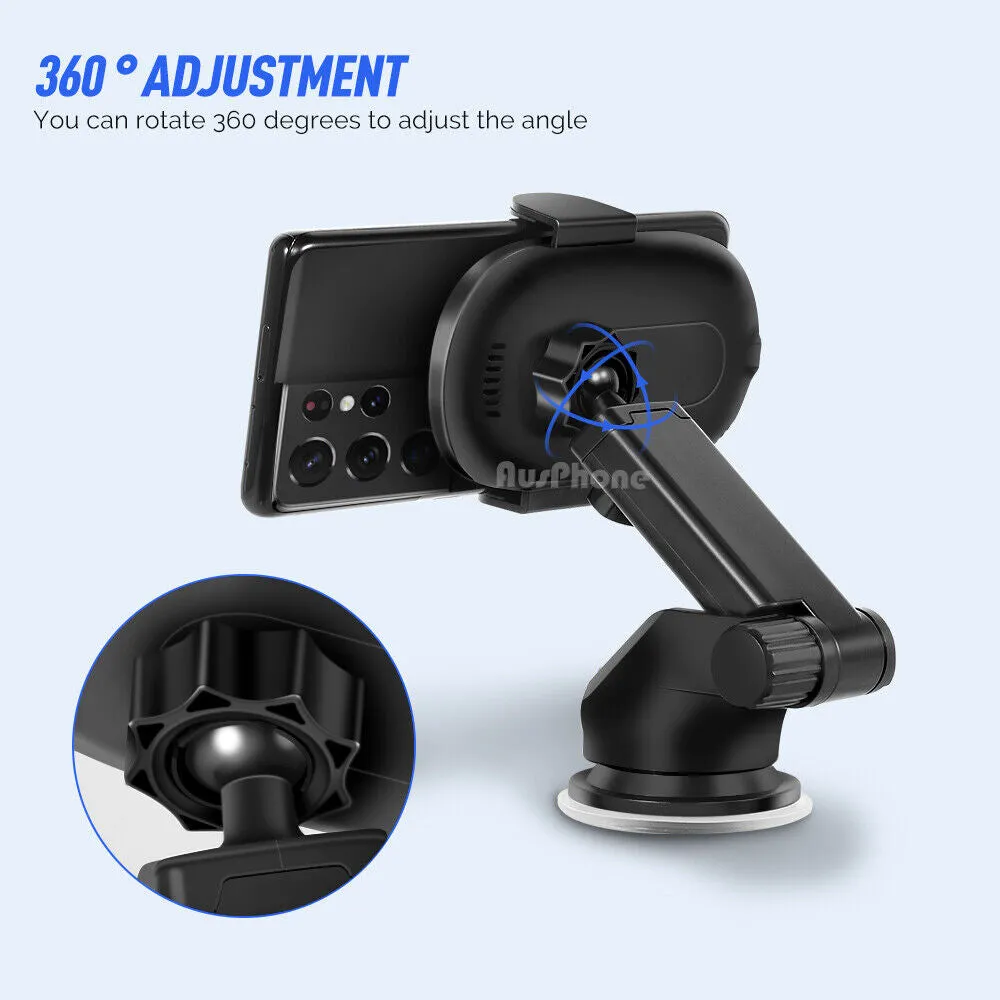 Automatic Clamping 15W Wireless Car Fast Charger Mount 2in1 Car Phone Holder