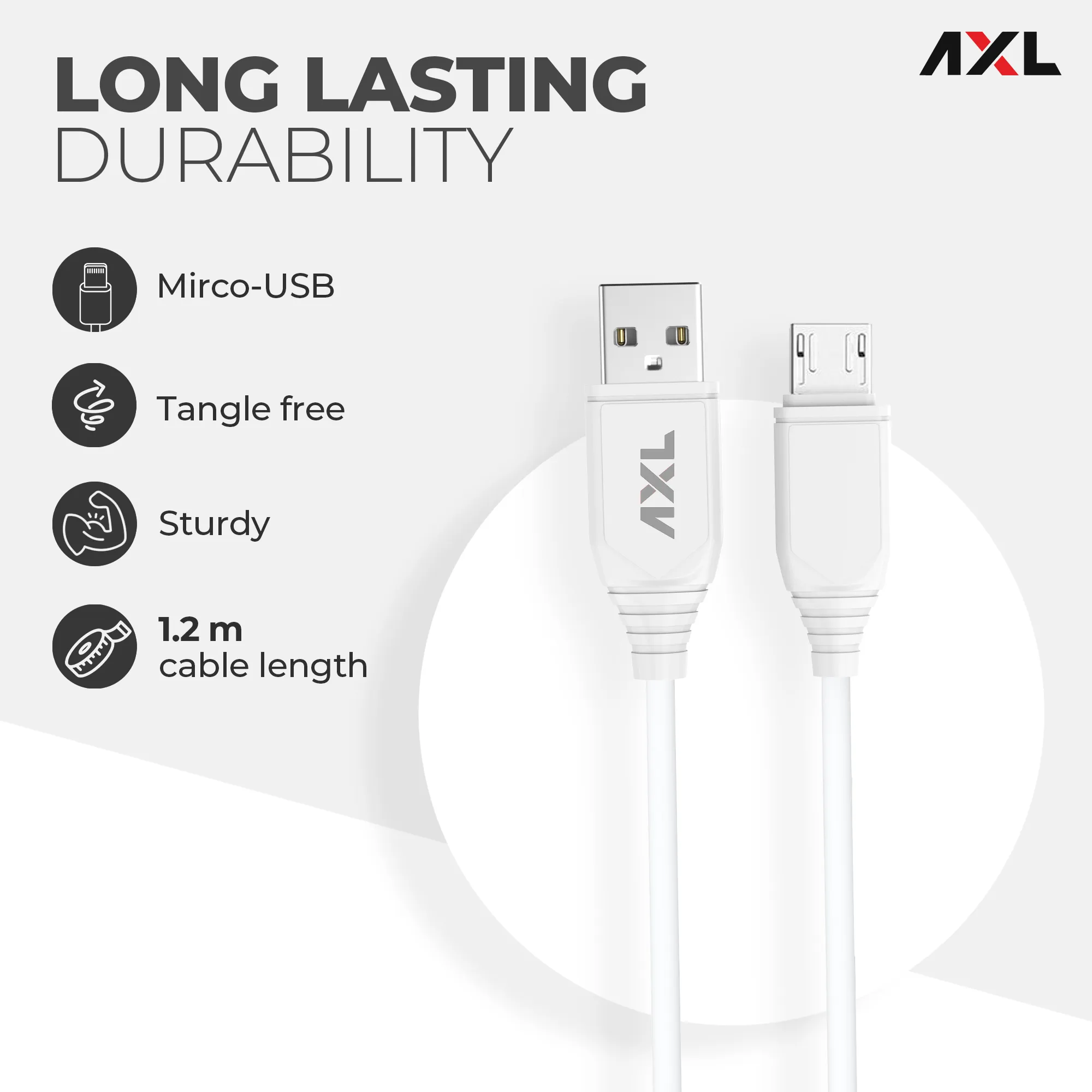 AWC34M 3.4A Dual Output Wall Charger with Micro-USB Cable