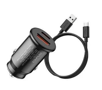 Awei 20W Car Charger  Usb Type C Data Cable Ultra Fast Charging Quick Charger 3.0 & Pd 20W