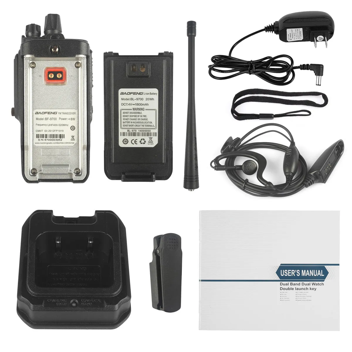 Baofeng BF-9700 | UHF | 7/5/1W | Waterproof | Noise Reduction | 1800mAh | with Cable [DISCONTINUED]