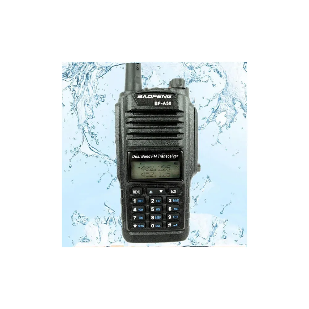 BaoFeng BF-A58 (Single & Set of 2/3/4) Walkie-Talkie Dual-Band VHF/UHF Transceiver 5W PC Programmable Two-Way Radio with 128 Store Channels, 136-174/400-520MHz Frequency, 9km Max. Talking Range,1800mAh Battery Capacity, IP68 Waterproof