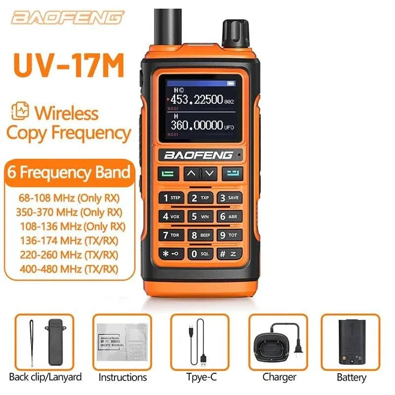 Baofeng UV-17M Air Band Walkie Talkie Wireless Copy Frequency Long Range Type-C NOAA AM Portable UV-5R 17 Pro Ham Two Way Radio