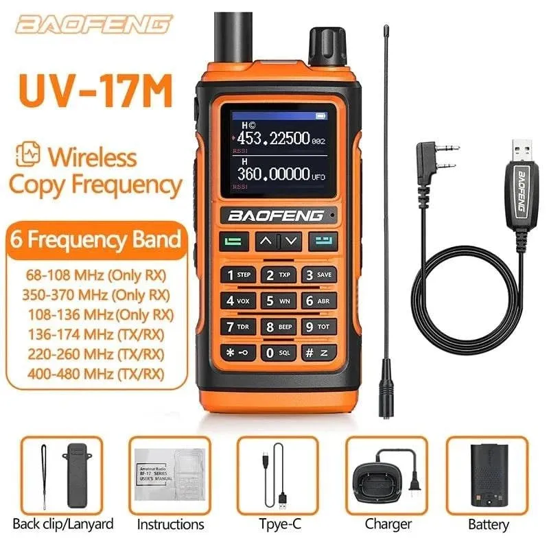 Baofeng UV-17M Air Band Walkie Talkie Wireless Copy Frequency Long Range Type-C NOAA AM Portable UV-5R 17 Pro Ham Two Way Radio