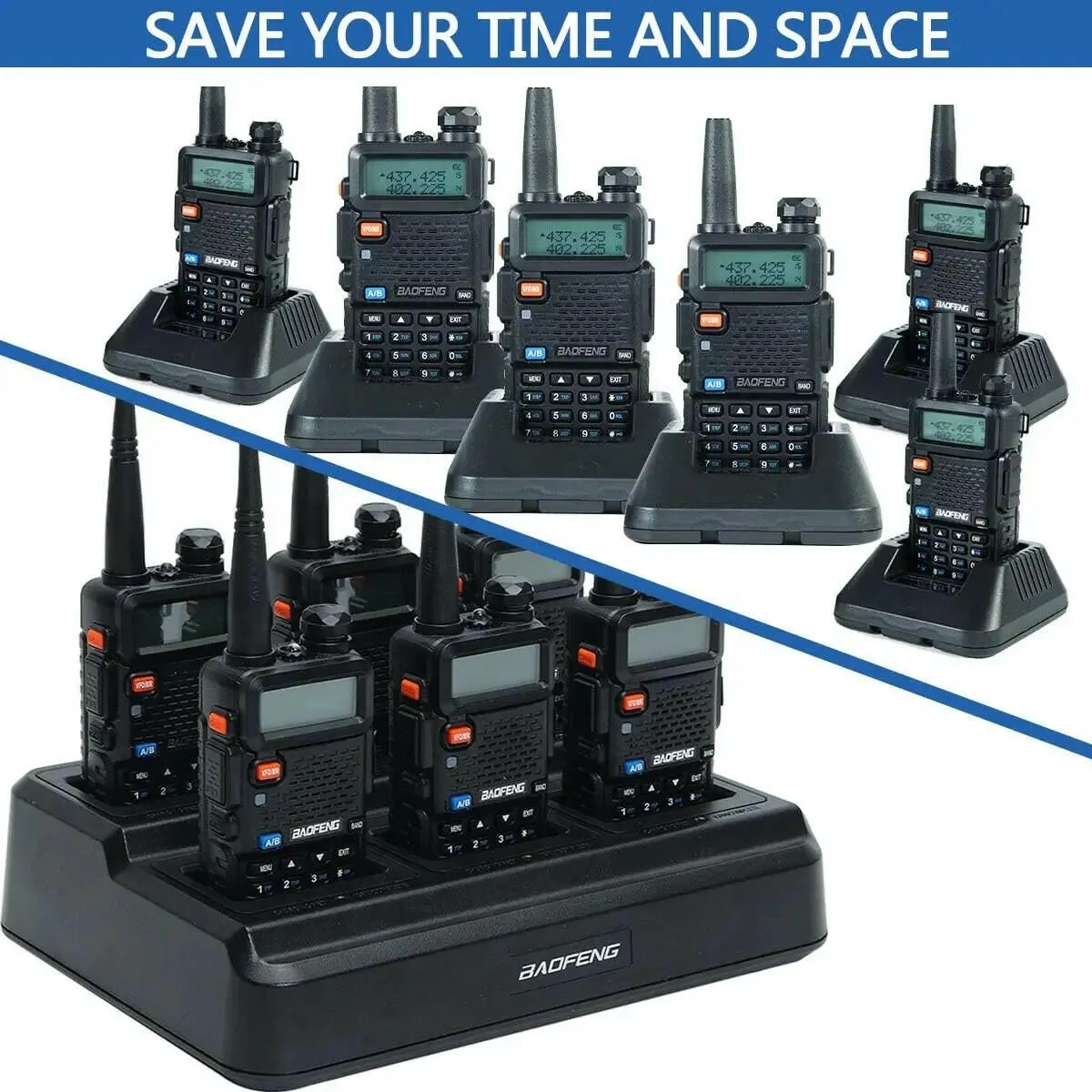 Baofeng UV-5R Six Way Charger Multi Unit Two Way Radio Charger for Baofeng BF-F8HP UV-5R  UV-5RE UV-5RTP UV-5X3 Walkie Talkie an