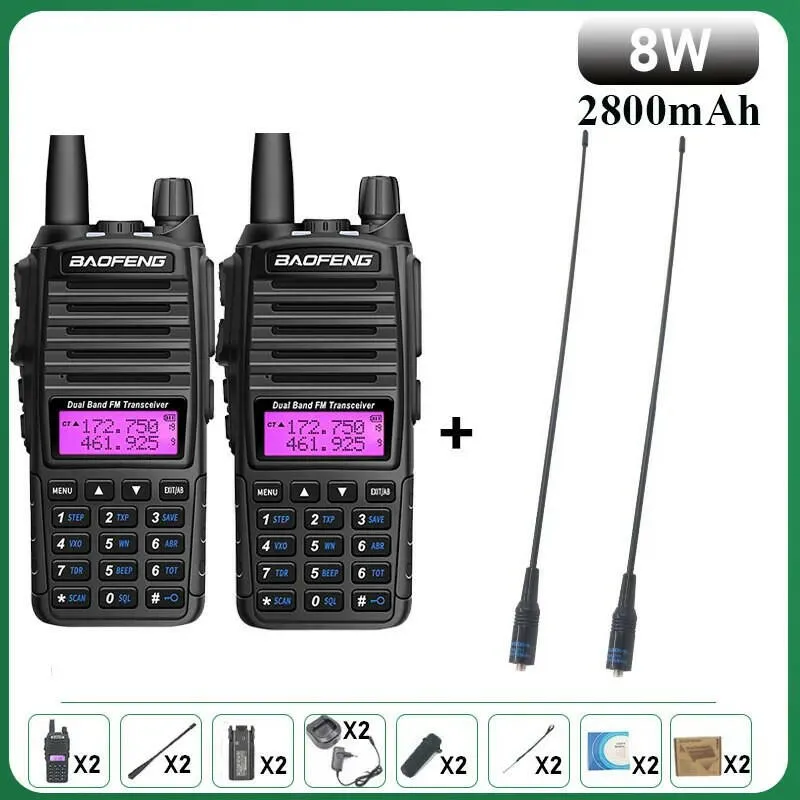 Baofeng UV-82 Walkie Talkie 8W 1PCS 2PCS FM Radio Type C Battery Optional Comunicado Radio For Hunting CB Ham Radios UV-5R UV-16