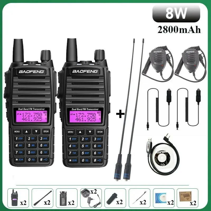 Baofeng UV-82 Walkie Talkie 8W 1PCS 2PCS FM Radio Type C Battery Optional Comunicado Radio For Hunting CB Ham Radios UV-5R UV-16